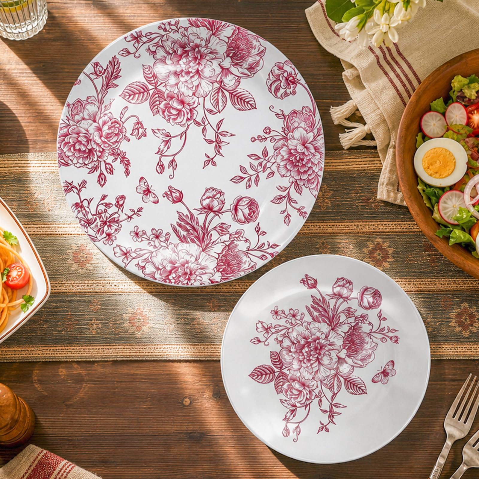 Amazon.com: FYSUIMU 40Pcs Pink Floral Plastic Plates Vintage